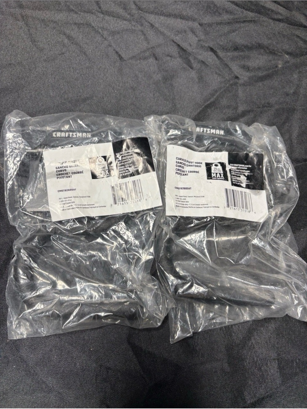 2 Pack Craftsman VERSATRACK Curved Pivot Hook CMST82605VT Garage Storage